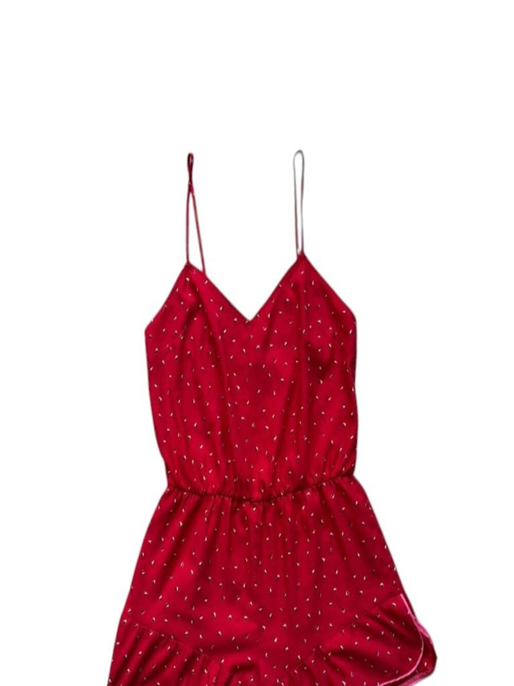 Victoria’s Secret Red Satin Ruched Cami Romper Size S/P